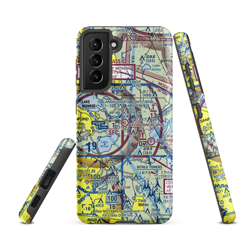 Cedar Knoll Flying Ranch Airport (01FL) VFR Sectional Samsung Phone Case Samsung Galaxy S21 FE model shown