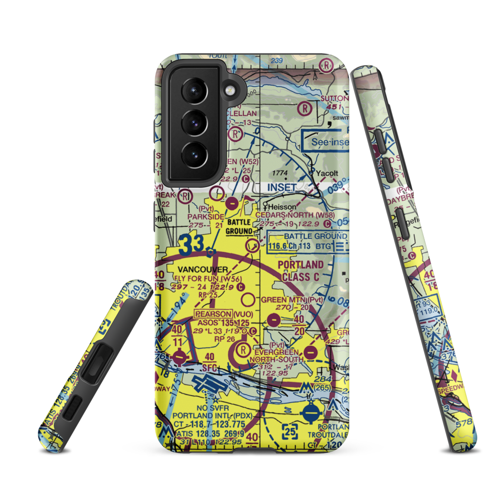 Cedars North Airpark (W58) VFR Sectional Samsung Phone Case Samsung Galaxy S21 FE model shown
