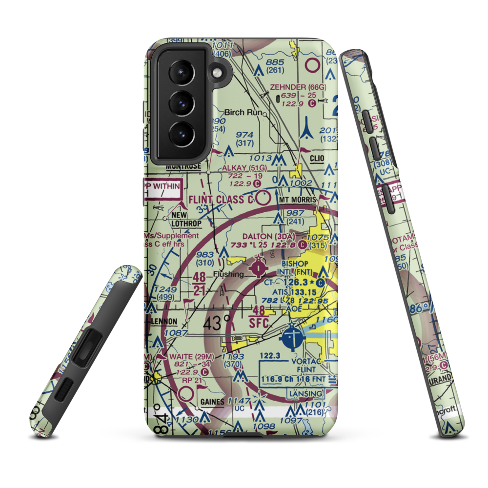 Cedarville Airport (MI18) VFR Sectional Samsung Phone Case Samsung Galaxy S21 FE model shown