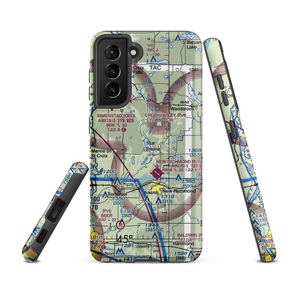 Ceder Lake Seaplane Base (WI35) VFR Sectional Samsung Phone Case Samsung Galaxy S21 FE model shown