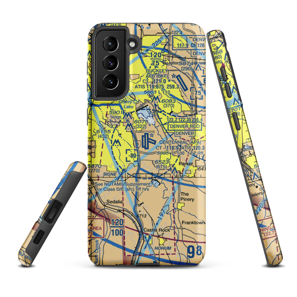 Centennial Airport (APA) VFR Sectional Samsung Phone Case Samsung Galaxy S21 Plus model shown