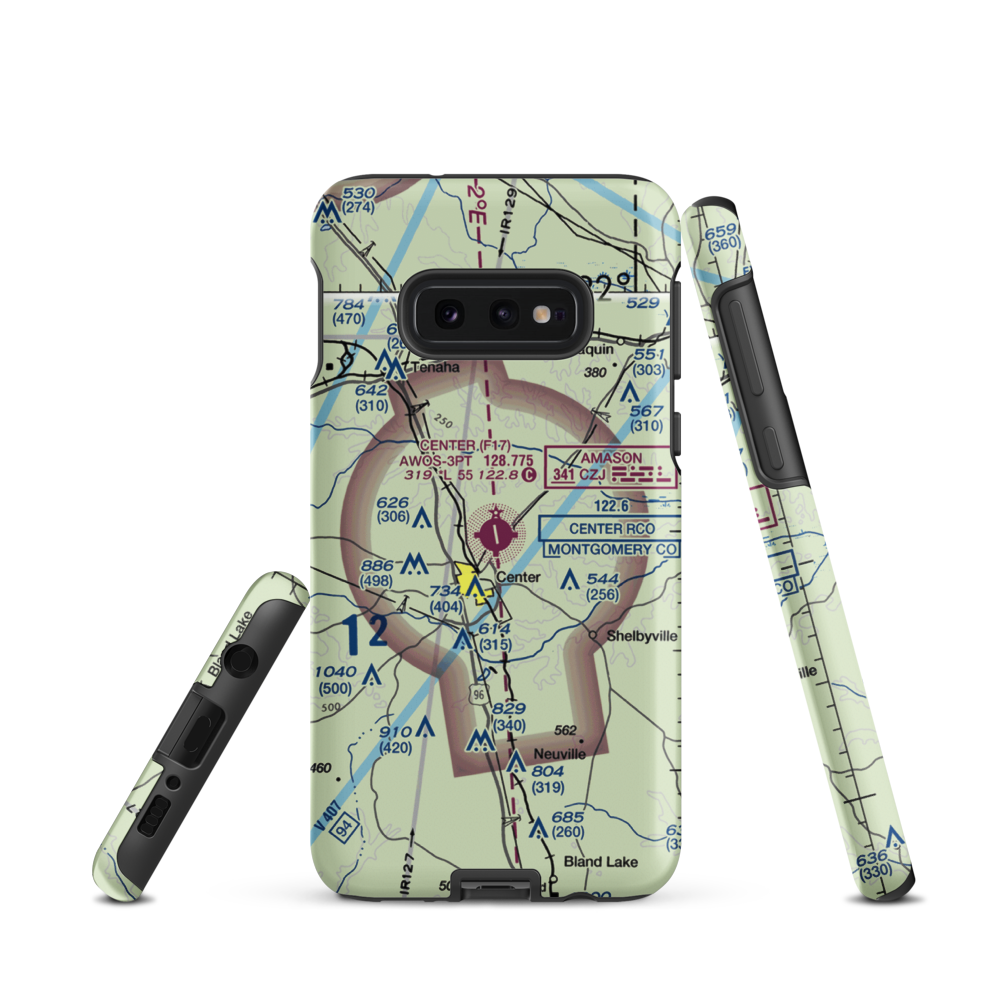 Center Municipal Airport (F17) VFR Sectional Samsung Phone Case Samsung Galaxy S10e model shown