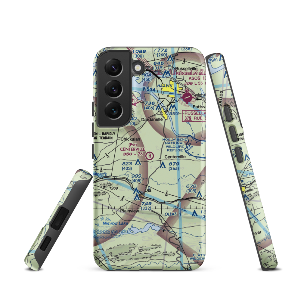 Centerville Airstrip (AR03) VFR Sectional Samsung Phone Case Samsung Galaxy S22 model shown