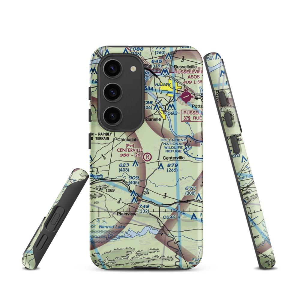 Centerville Airstrip (AR03) VFR Sectional Samsung Phone Case Samsung Galaxy S23 model shown