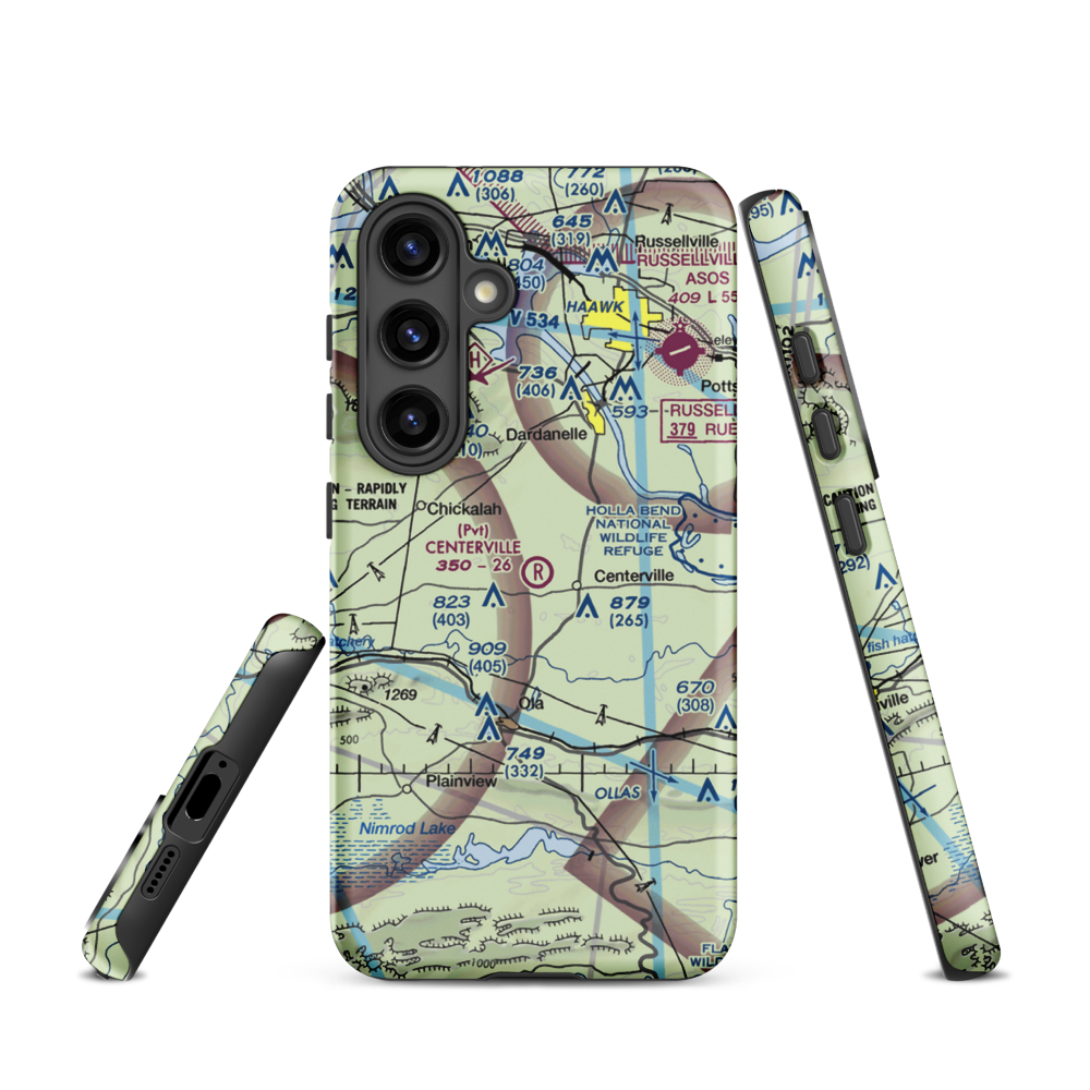 Centerville Airstrip (AR03) VFR Sectional Samsung Phone Case Samsung Galaxy S24 model shown