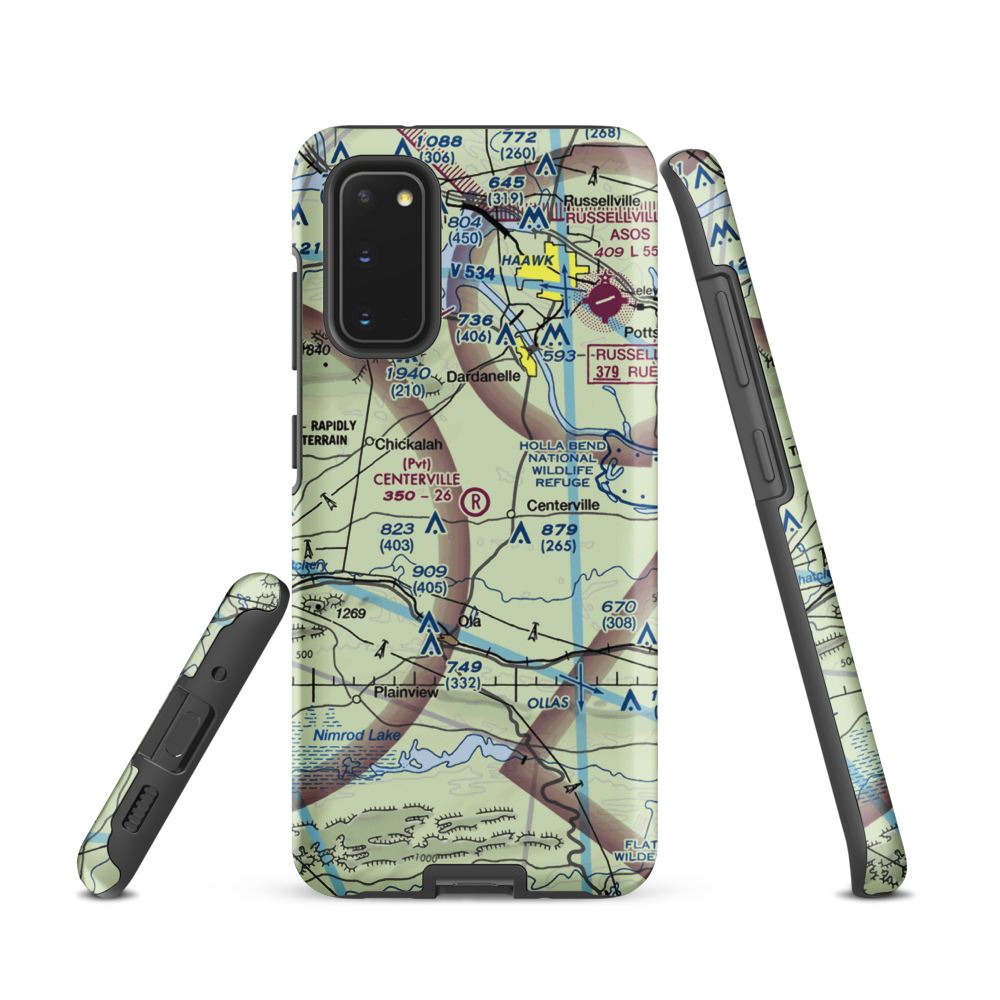 Centerville Airstrip (AR03) VFR Sectional Samsung Phone Case Samsung Galaxy S20 model shown