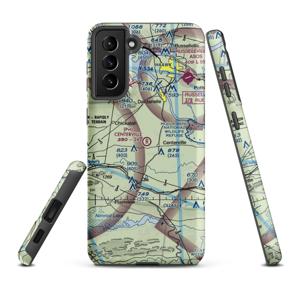 Centerville Airstrip (AR03) VFR Sectional Samsung Phone Case Samsung Galaxy S21 Plus model shown