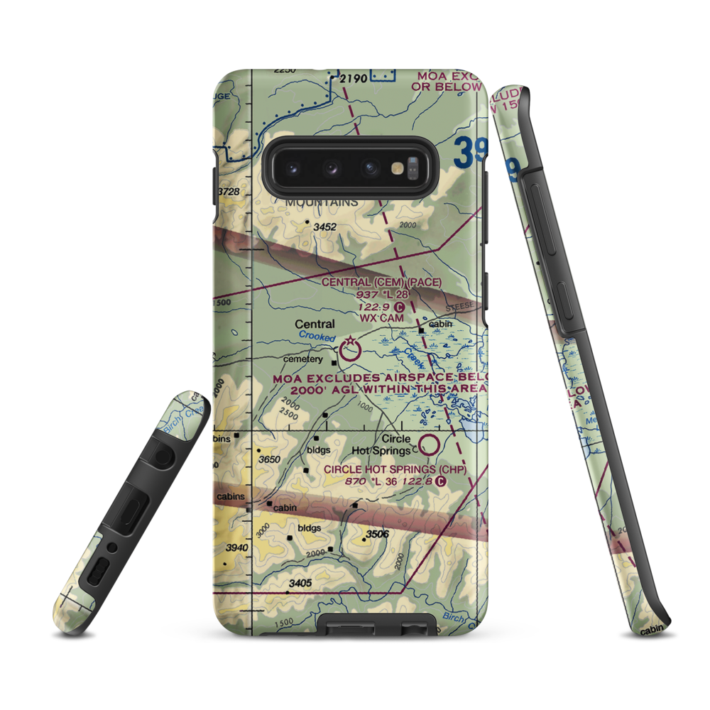 Central Airport (CEM) VFR Sectional Samsung Phone Case Samsung Galaxy S10 Plus model shown