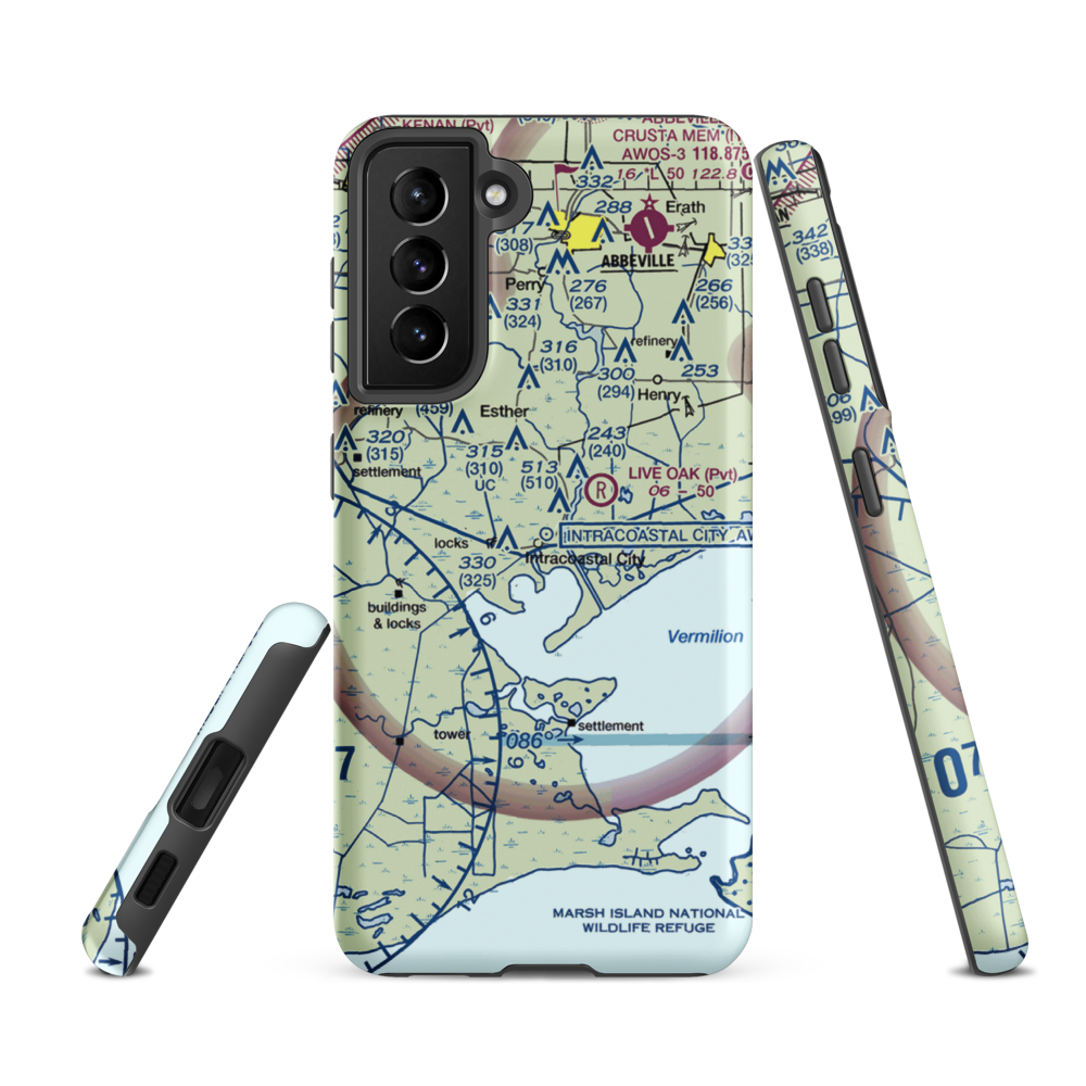 Central Industries Airport (2LA0) VFR Sectional Samsung Phone Case Samsung Galaxy S21 FE model shown
