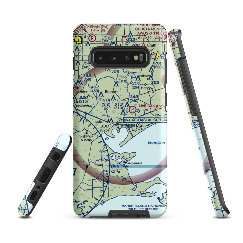 Central Industries Airport (2LA0) VFR Sectional Samsung Phone Case Samsung Galaxy S10 Plus model shown