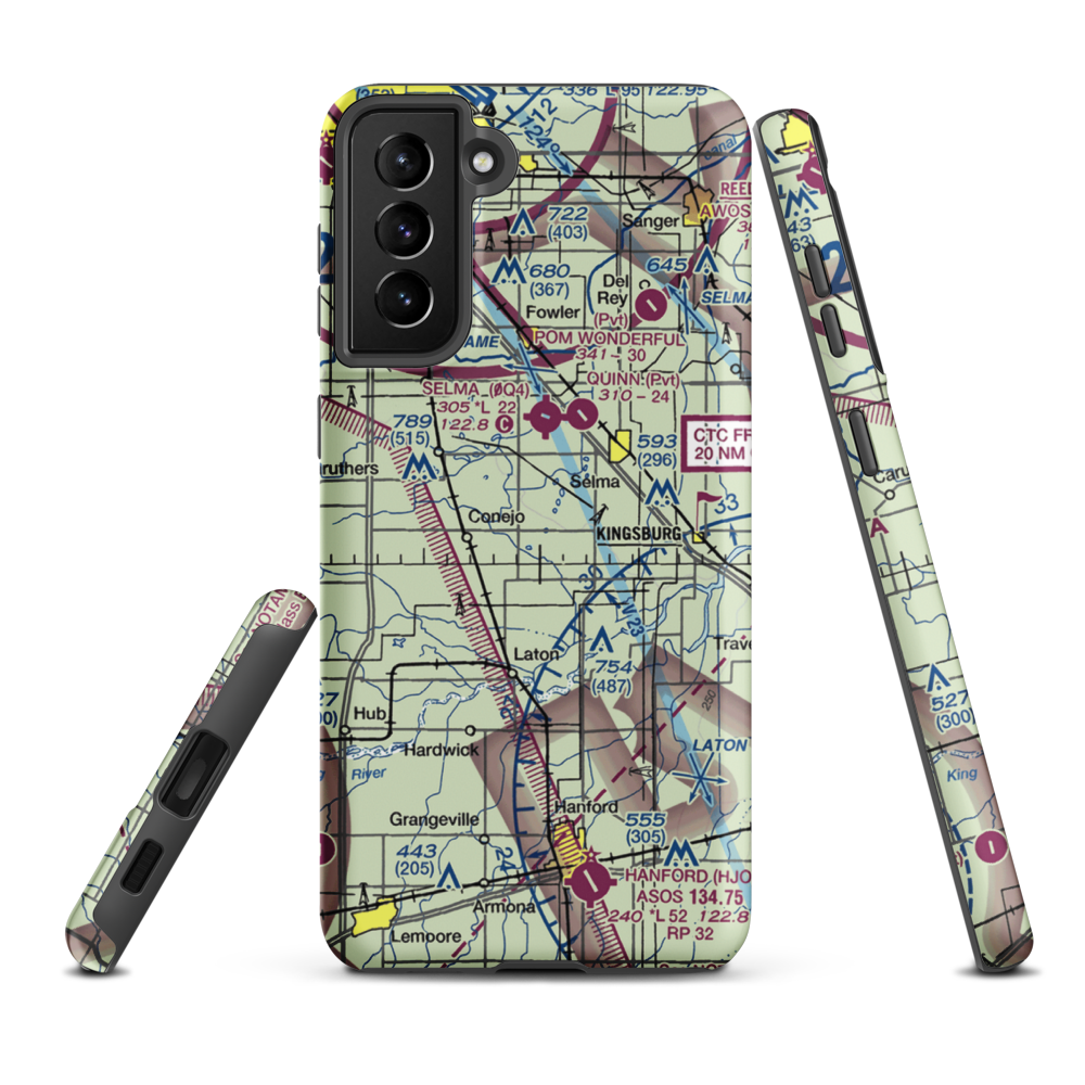 Central Valley Aviation Inc Airport (CA40) VFR Sectional Samsung Phone Case Samsung Galaxy S21 FE model shown