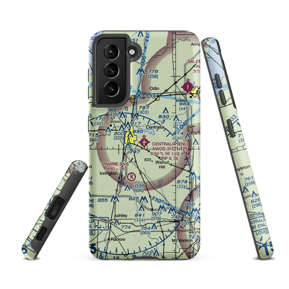 Centralia Municipal Airport (ENL) VFR Sectional Samsung Phone Case Samsung Galaxy S21 FE model shown