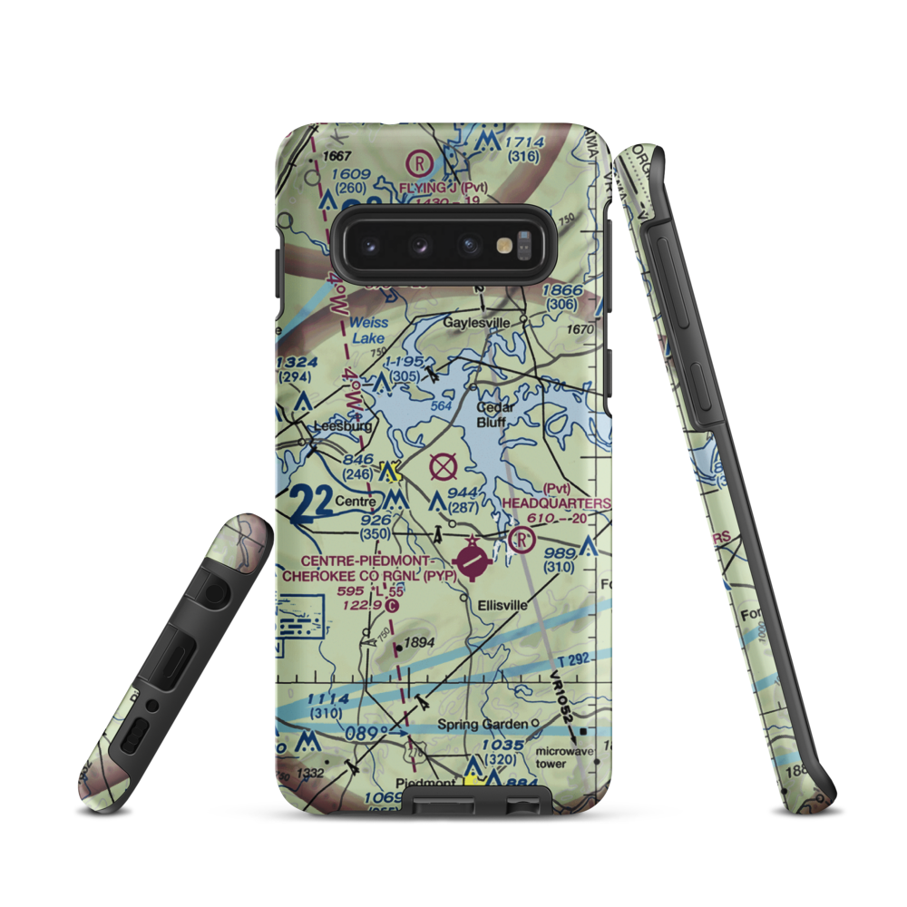 Centre Municipal Airport (C22) VFR Sectional Samsung Phone Case Samsung Galaxy S10 model shown