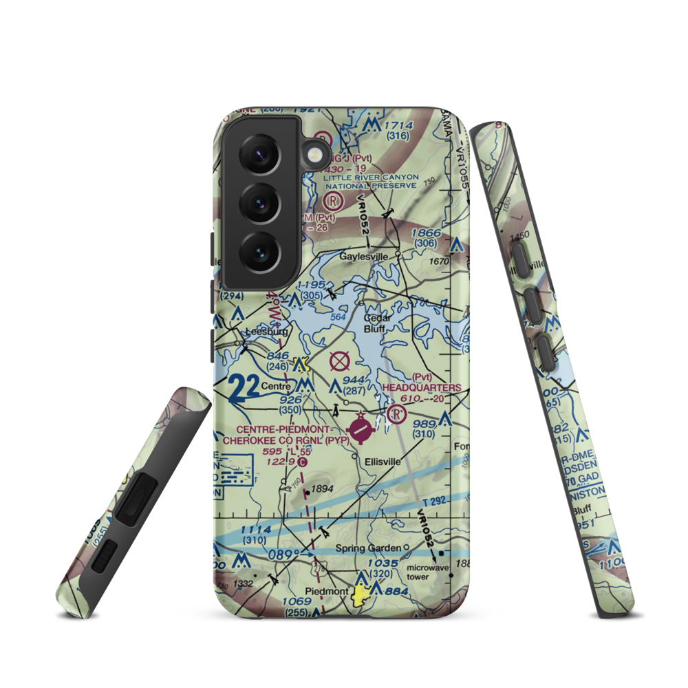 Centre Municipal Airport (C22) VFR Sectional Samsung Phone Case Samsung Galaxy S22 model shown