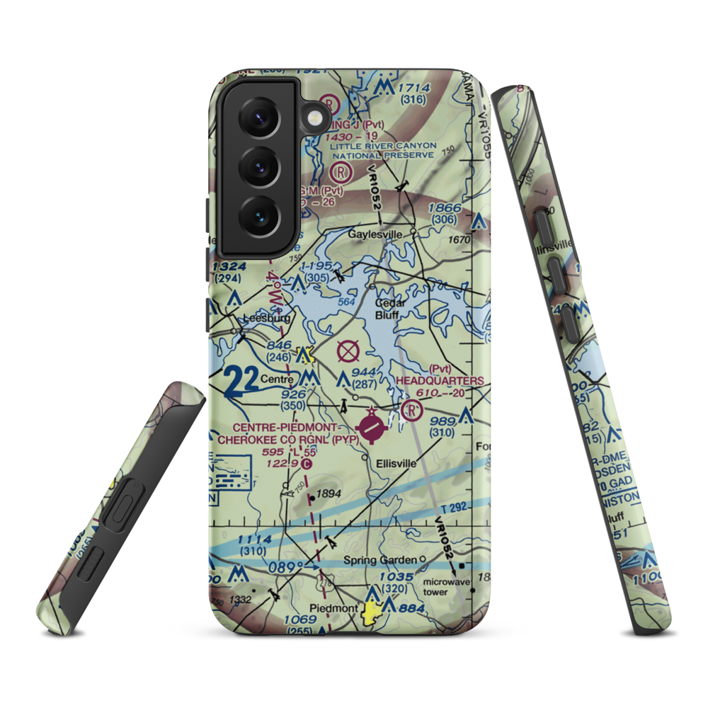 Centre Municipal Airport (C22) VFR Sectional Samsung Phone Case Samsung Galaxy S22 Plus model shown