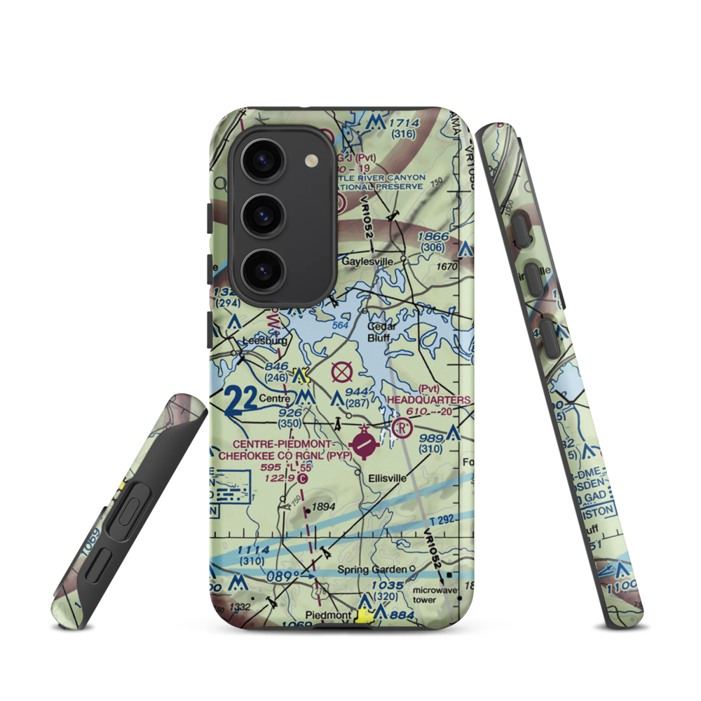 Centre Municipal Airport (C22) VFR Sectional Samsung Phone Case Samsung Galaxy S23 model shown