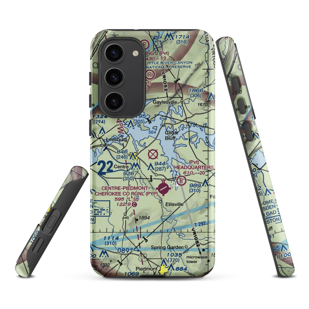 Centre Municipal Airport (C22) VFR Sectional Samsung Phone Case Samsung Galaxy S23 Plus model shown