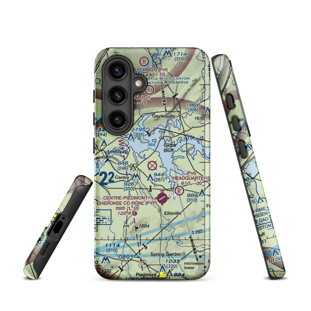 Centre Municipal Airport (C22) VFR Sectional Samsung Phone Case Samsung Galaxy S24 model shown