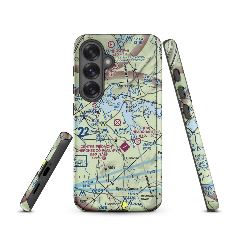 Centre Municipal Airport (C22) VFR Sectional Samsung Phone Case Samsung Galaxy S25 model shown