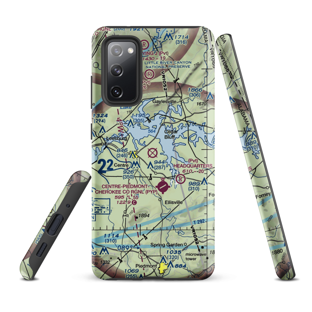 Centre Municipal Airport (C22) VFR Sectional Samsung Phone Case Samsung Galaxy S20 FE model shown