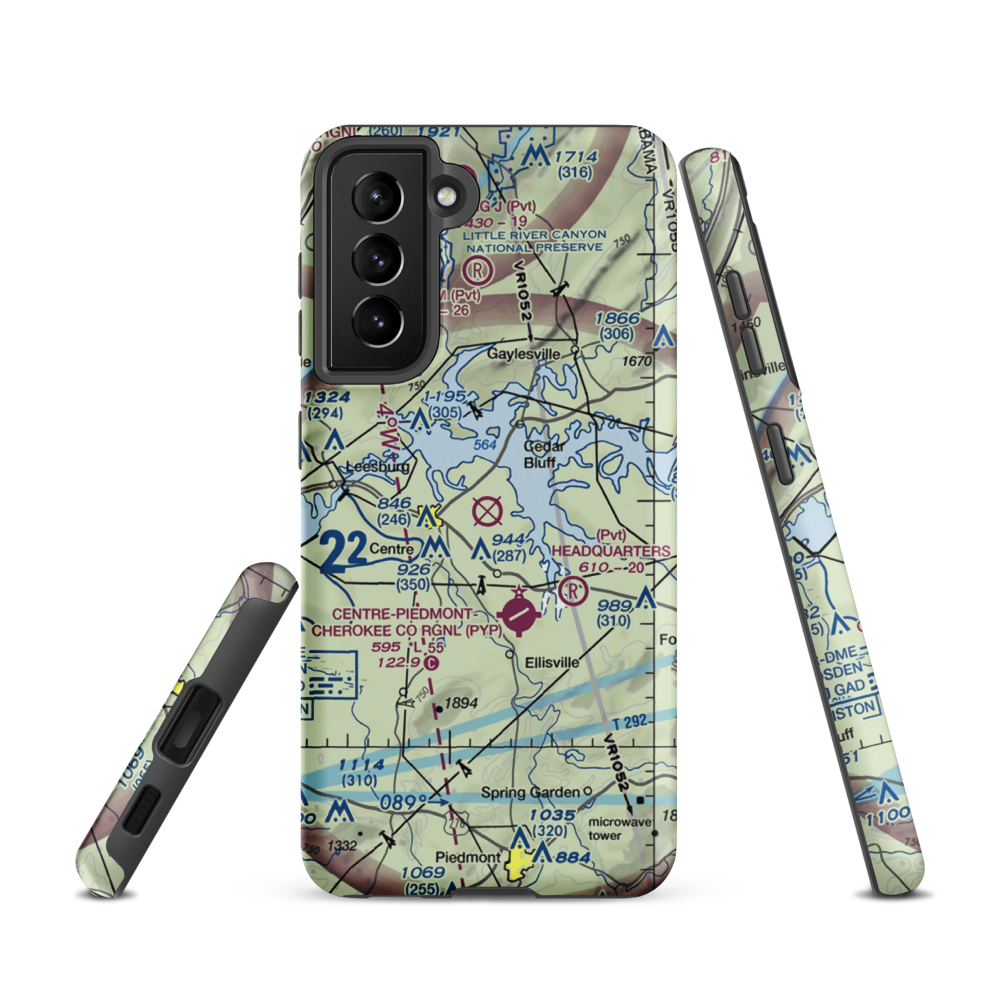 Centre Municipal Airport (C22) VFR Sectional Samsung Phone Case Samsung Galaxy S21 model shown