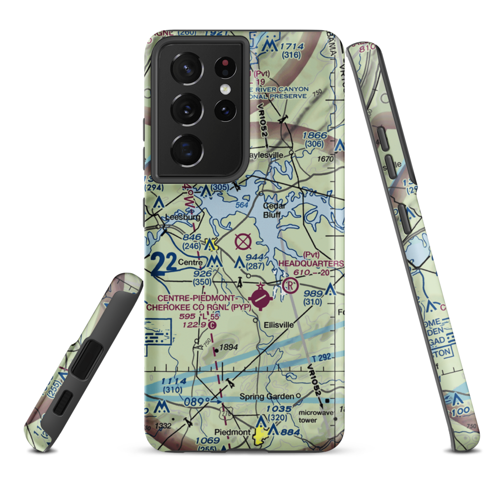 Centre Municipal Airport (C22) VFR Sectional Samsung Phone Case Samsung Galaxy S21 Plus model shown