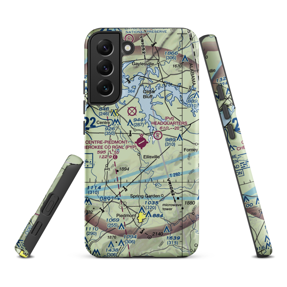 Centre-Piedmont-Cherokee County Regional Airport (PYP) VFR Sectional Samsung Phone Case Samsung Galaxy S22 Plus model shown