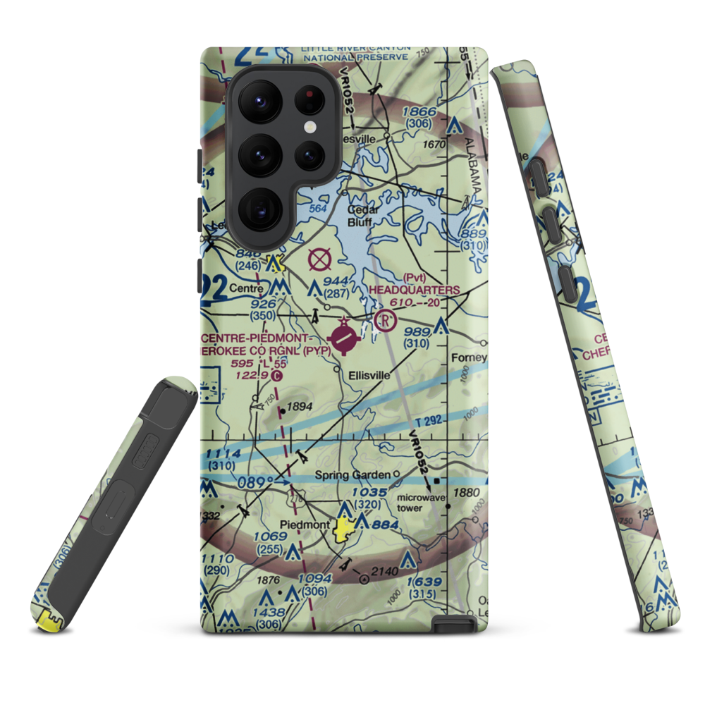 Centre-Piedmont-Cherokee County Regional Airport (PYP) VFR Sectional Samsung Phone Case Samsung Galaxy S22 Ultra model shown