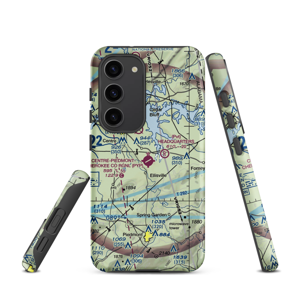 Centre-Piedmont-Cherokee County Regional Airport (PYP) VFR Sectional Samsung Phone Case Samsung Galaxy S23 model shown