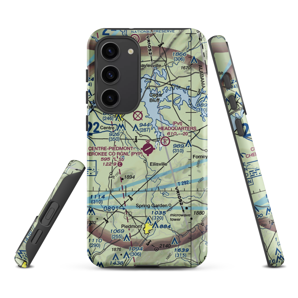 Centre-Piedmont-Cherokee County Regional Airport (PYP) VFR Sectional Samsung Phone Case Samsung Galaxy S23 Plus model shown