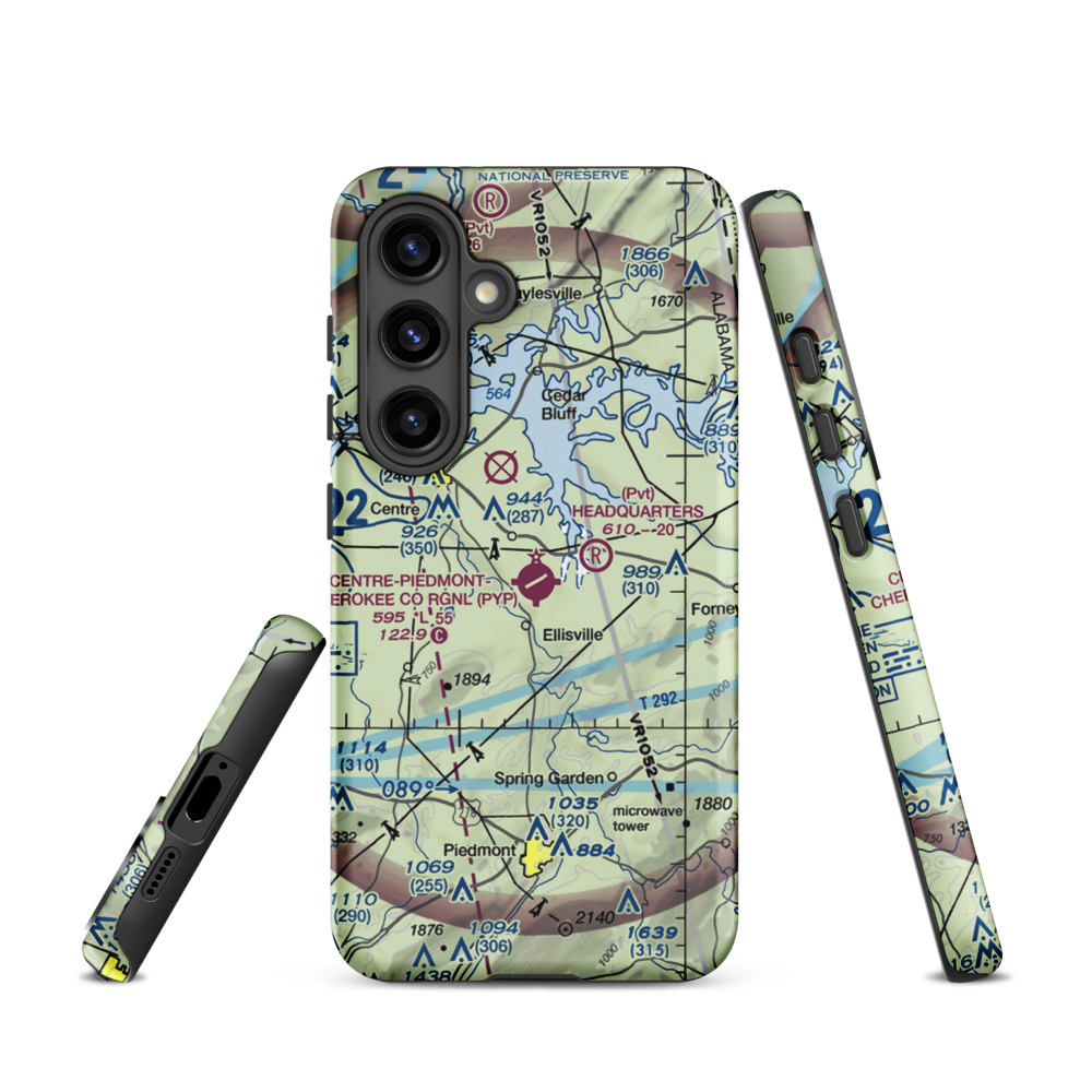 Centre-Piedmont-Cherokee County Regional Airport (PYP) VFR Sectional Samsung Phone Case Samsung Galaxy S24 model shown