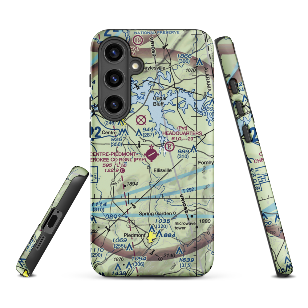 Centre-Piedmont-Cherokee County Regional Airport (PYP) VFR Sectional Samsung Phone Case Samsung Galaxy S24 Plus model shown