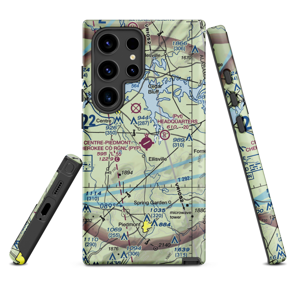 Centre-Piedmont-Cherokee County Regional Airport (PYP) VFR Sectional Samsung Phone Case Samsung Galaxy S24 Ultra model shown