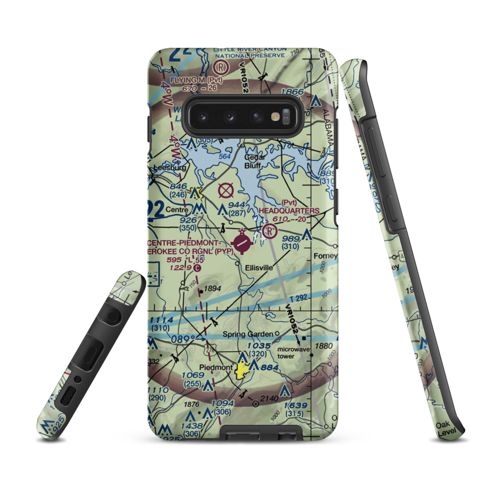 Centre-Piedmont-Cherokee County Regional Airport (PYP) VFR Sectional Samsung Phone Case Samsung Galaxy S10 Plus model shown
