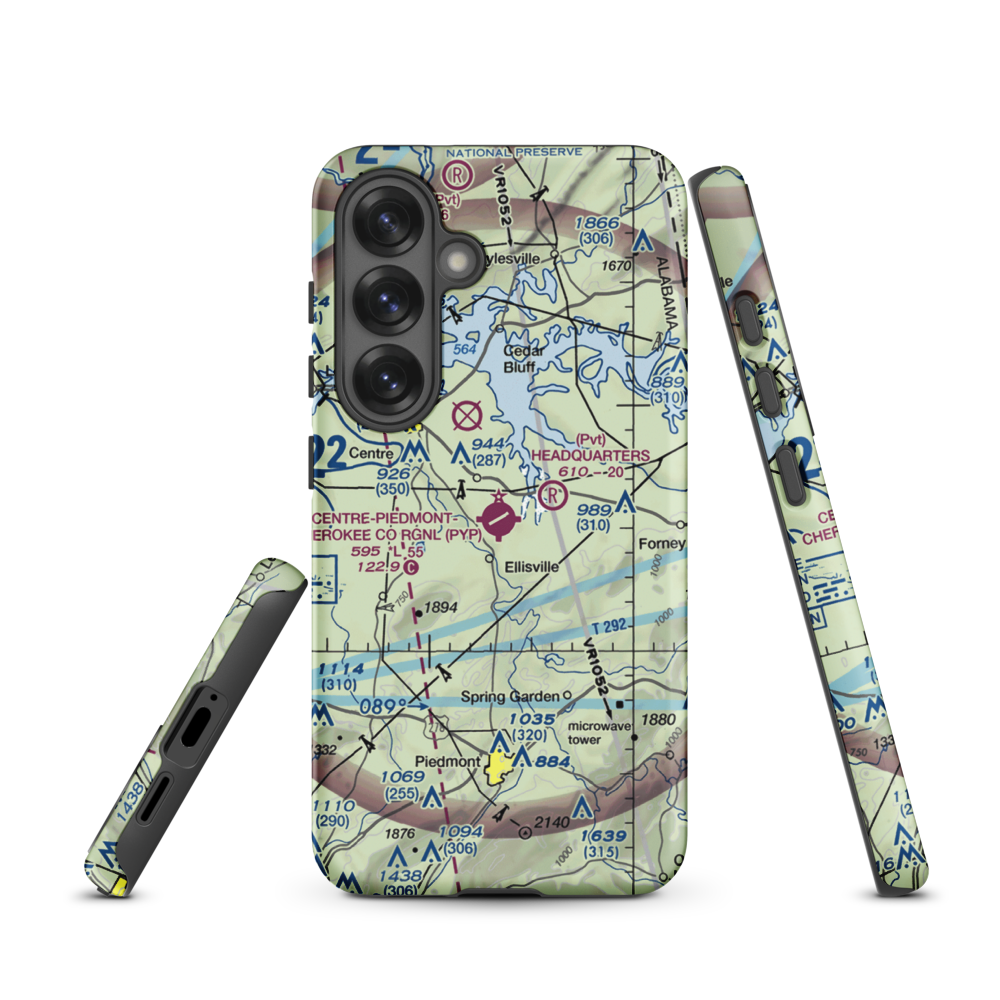 Centre-Piedmont-Cherokee County Regional Airport (PYP) VFR Sectional Samsung Phone Case Samsung Galaxy S25 model shown