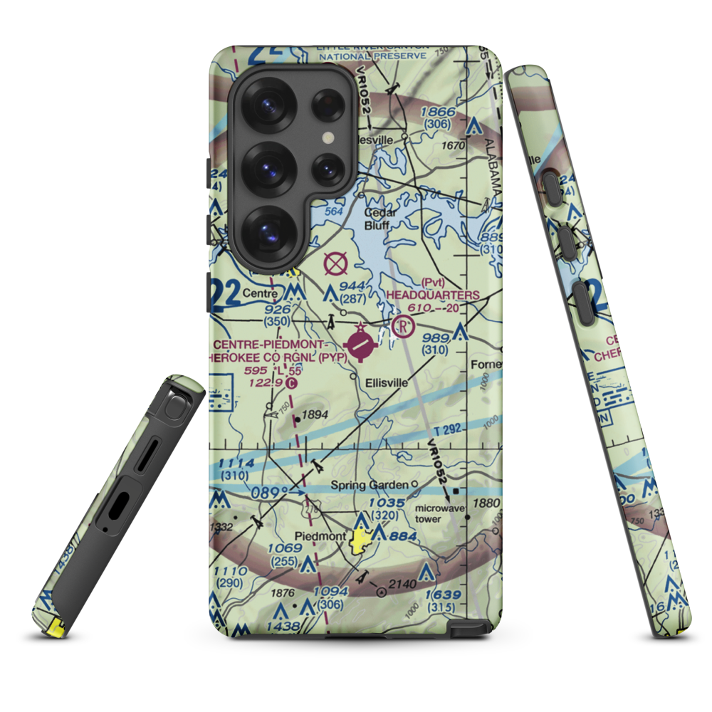 Centre-Piedmont-Cherokee County Regional Airport (PYP) VFR Sectional Samsung Phone Case Samsung Galaxy S25 Ultra model shown