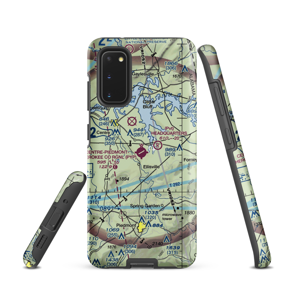 Centre-Piedmont-Cherokee County Regional Airport (PYP) VFR Sectional Samsung Phone Case Samsung Galaxy S20 model shown