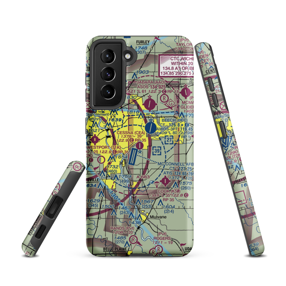 Cessna Aircraft Field (CEA) VFR Sectional Samsung Phone Case Samsung Galaxy S21 model shown