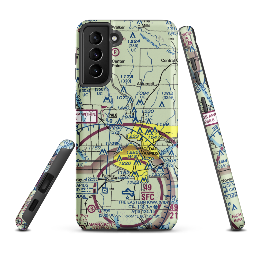 Chain Lakes Airpark (89IA) VFR Sectional Samsung Phone Case Samsung Galaxy S21 Plus model shown