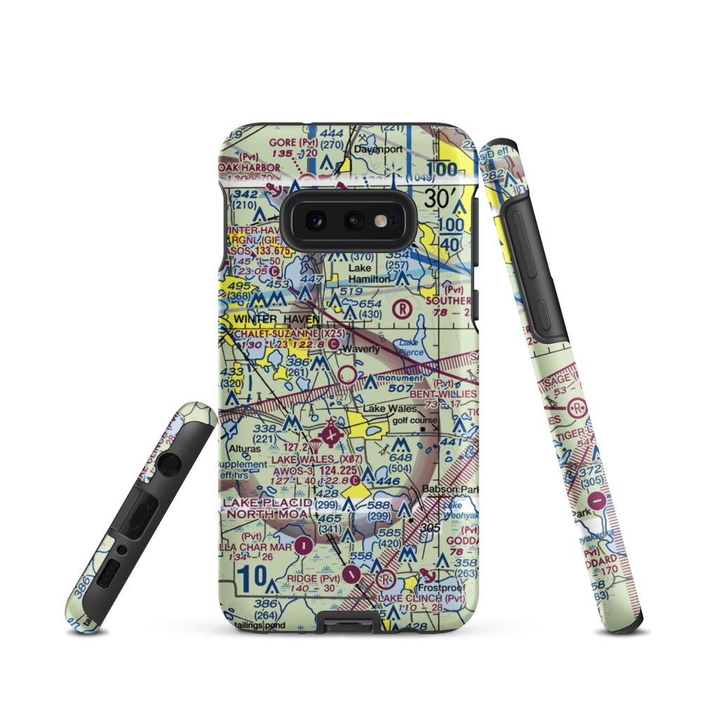 Chalet Suzanne Air Strip (X25) VFR Sectional Samsung Phone Case Samsung Galaxy S10e model shown