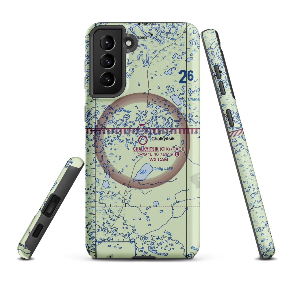 Chalkyitsik Airport (CIK) VFR Sectional Samsung Phone Case Samsung Galaxy S21 FE model shown