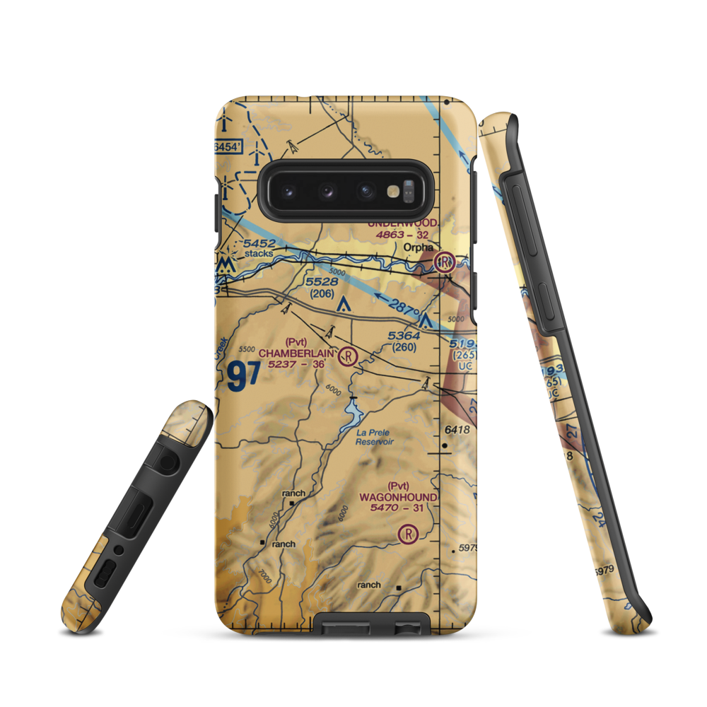 Chamberlain Brothers Ranch Airport (WY66) VFR Sectional Samsung Phone Case Samsung Galaxy S10 model shown