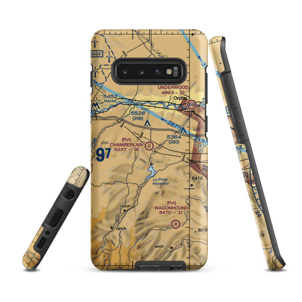 Chamberlain Brothers Ranch Airport (WY66) VFR Sectional Samsung Phone Case Samsung Galaxy S10e model shown