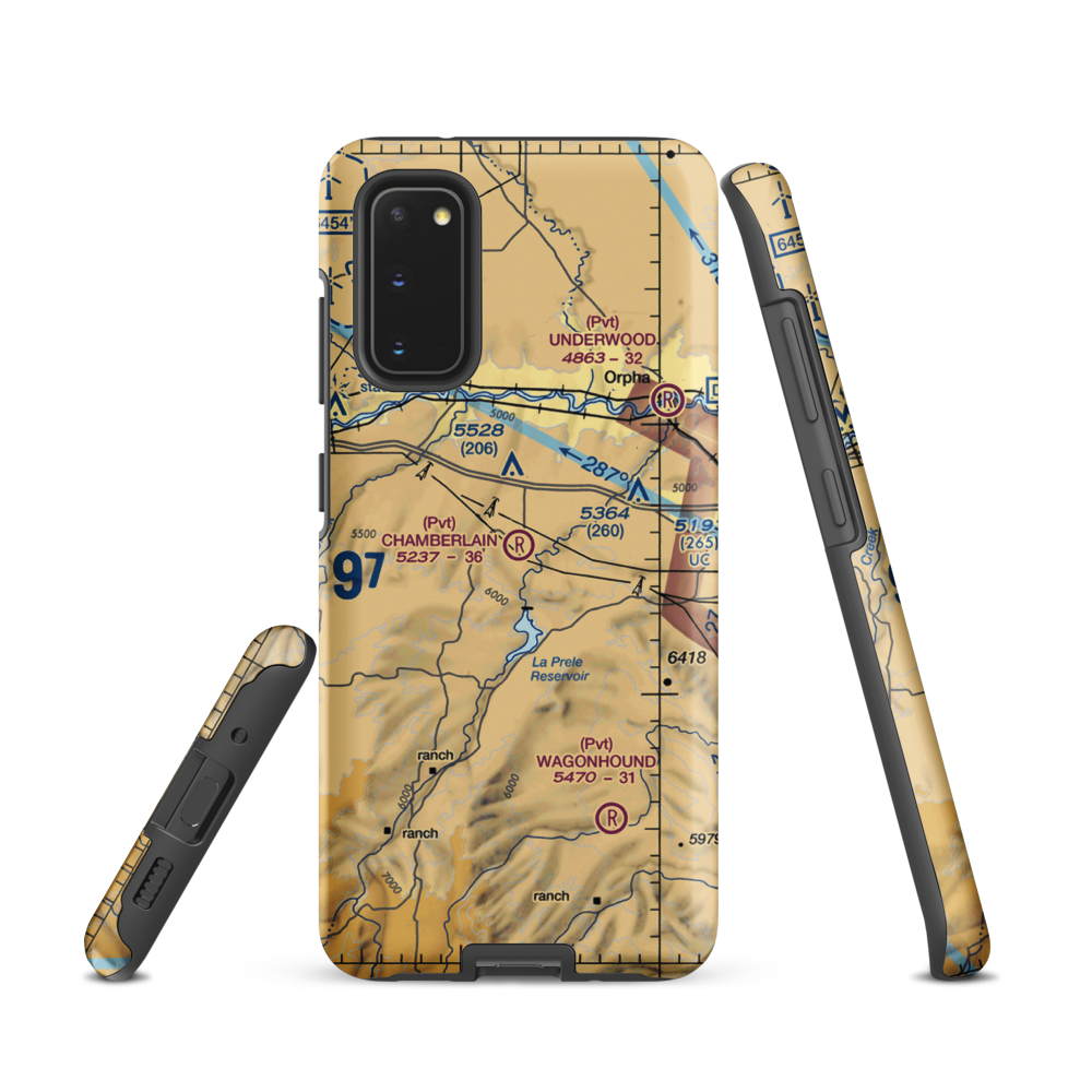 Chamberlain Brothers Ranch Airport (WY66) VFR Sectional Samsung Phone Case Samsung Galaxy S20 model shown