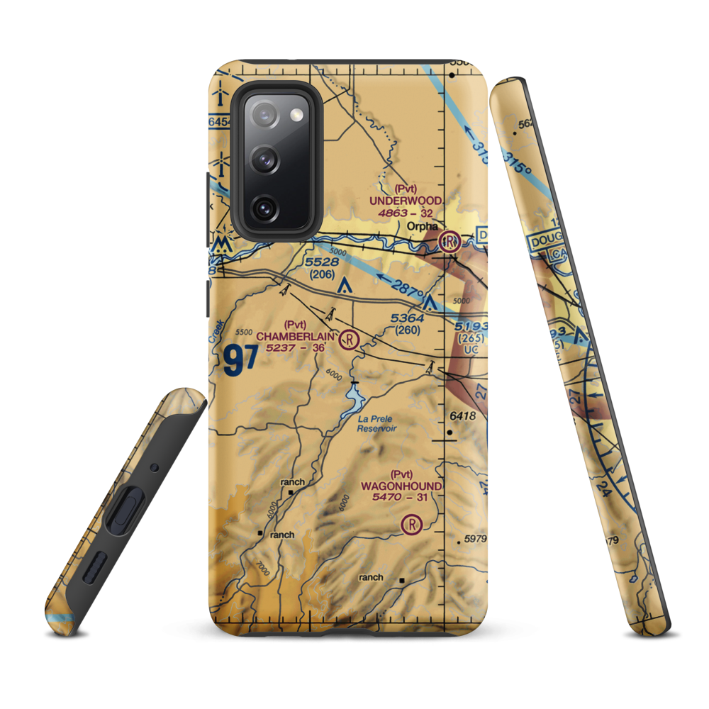 Chamberlain Brothers Ranch Airport (WY66) VFR Sectional Samsung Phone Case Samsung Galaxy S20 FE model shown