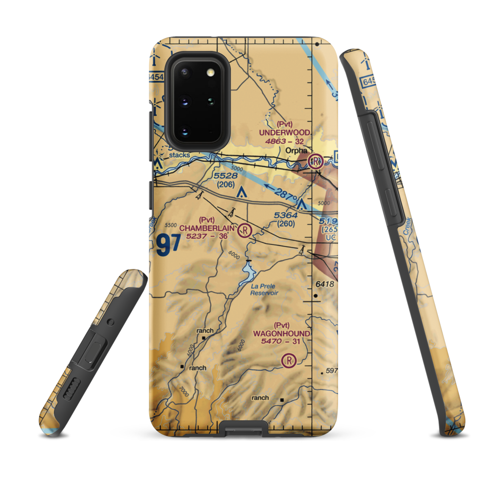Chamberlain Brothers Ranch Airport (WY66) VFR Sectional Samsung Phone Case Samsung Galaxy S20 Plus model shown