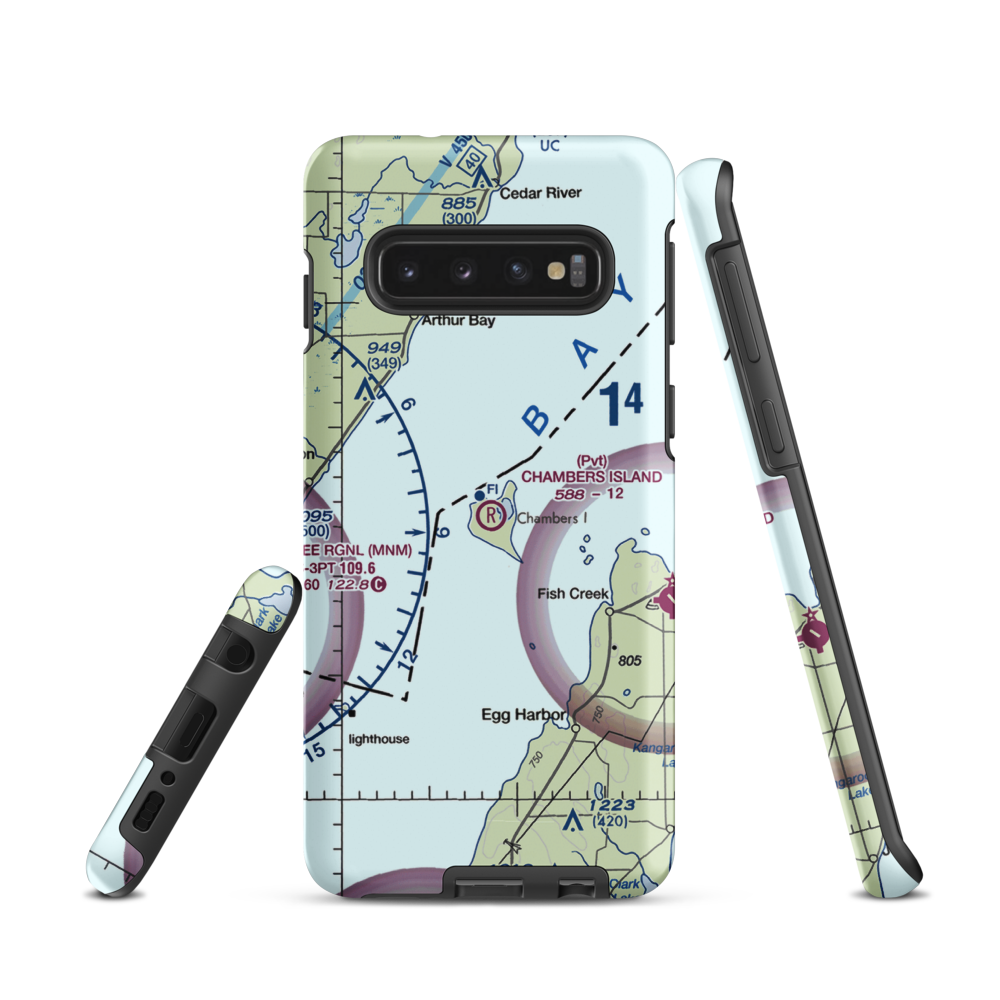 Chambers Island Airport (30WI) VFR Sectional Samsung Phone Case Samsung Galaxy S10 model shown