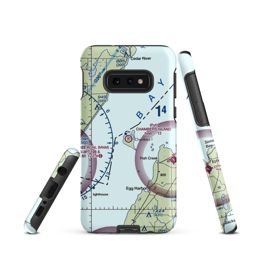 Chambers Island Airport (30WI) VFR Sectional Samsung Phone Case Samsung Galaxy S10 Plus model shown