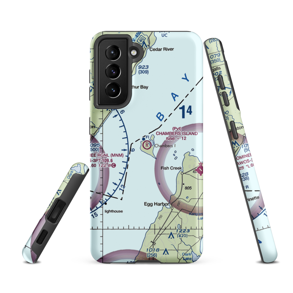 Chambers Island Airport (30WI) VFR Sectional Samsung Phone Case Samsung Galaxy S21 FE model shown