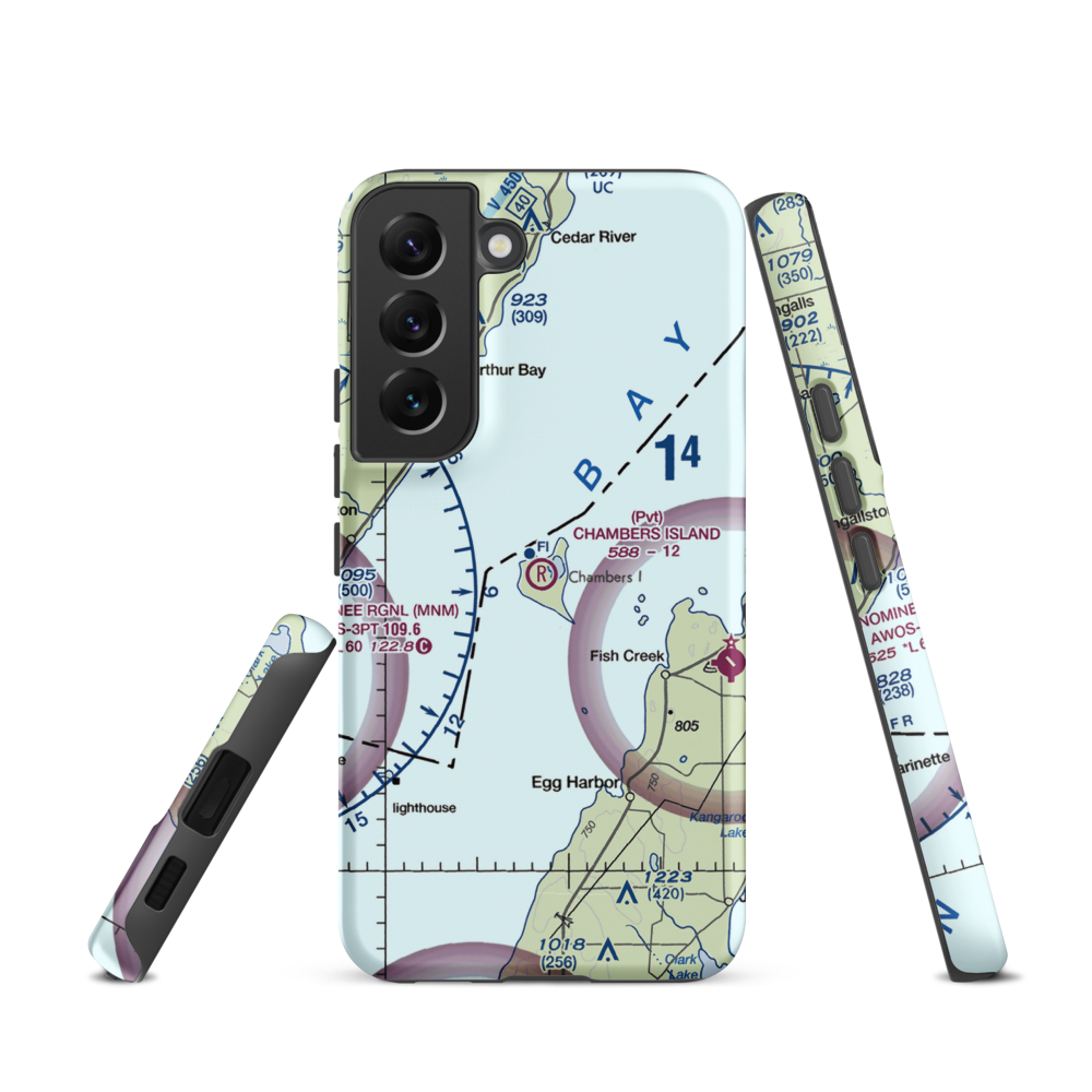 Chambers Island Airport (30WI) VFR Sectional Samsung Phone Case Samsung Galaxy S22 model shown